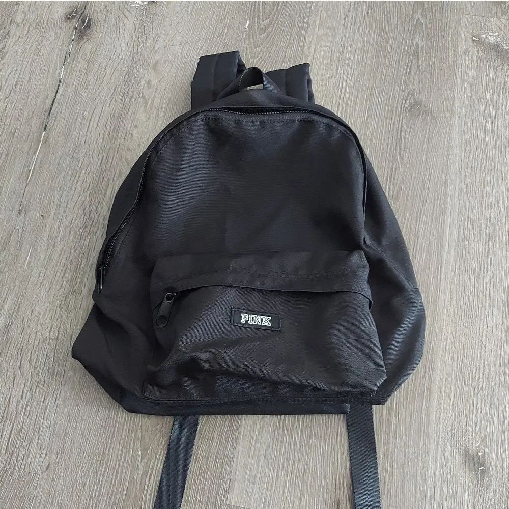 PINK Victoria's Secret Small Black Backpack Minimalist Design